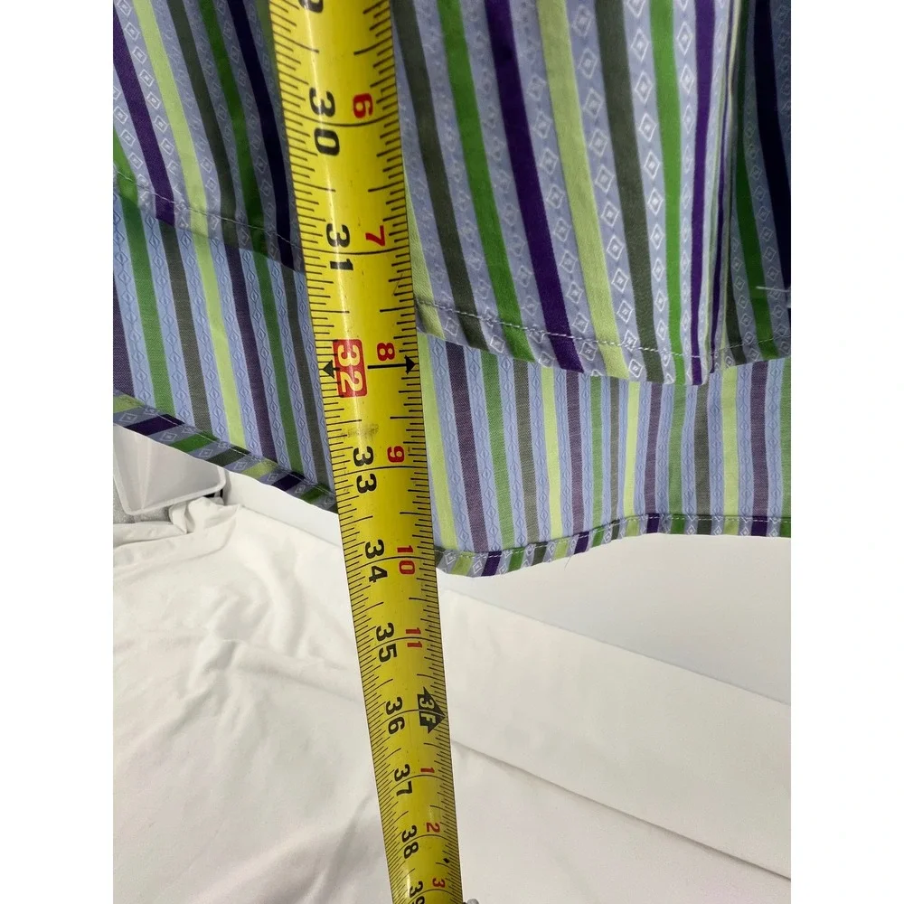Robert Graham Men's 2XLT Green Purple Stripe Long Sleeve Button Down Shirt - Picture 11 of 13